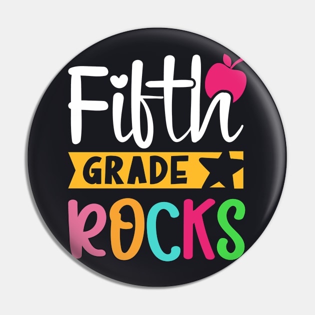 5th Grade Rocks | Funny First Day of School Teacher Girls & Boys Pin by TeePalma