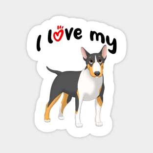 I Love My Black, Tan & White Bull Terrier Dog Magnet