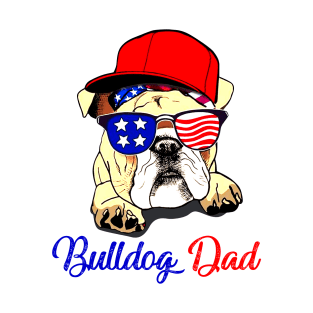 Bulldog Dad American Flag T-Shirt