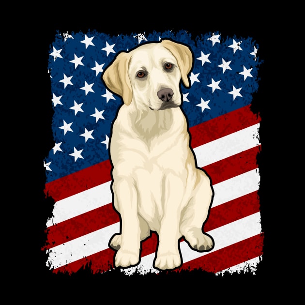 Yellow Labrador Dog American Flag by RadStar