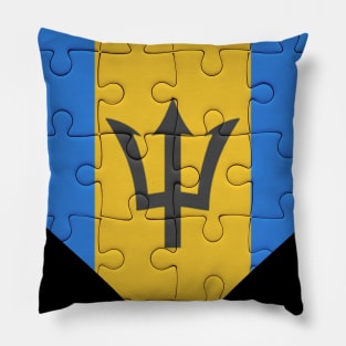 Barbadian Jigsaw Puzzle Heart Design - Gift for Barbadian With Barbados Roots Pillow