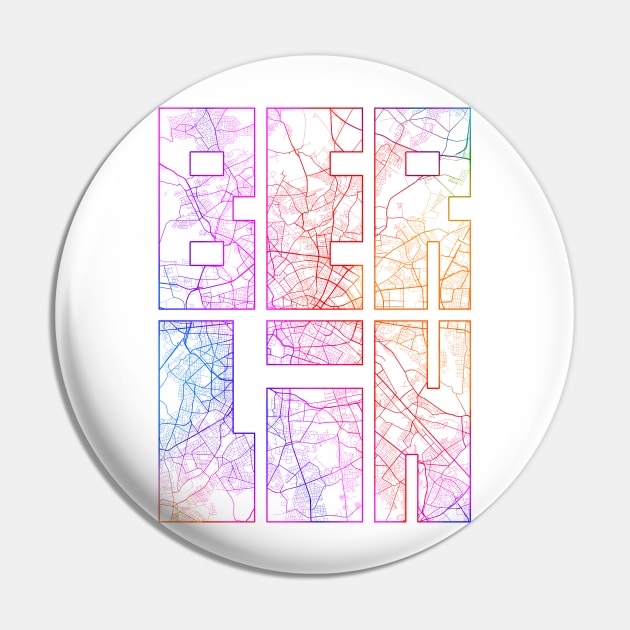 Berlin, Germany City Map Typography - Colorful Pin by deMAP Studio