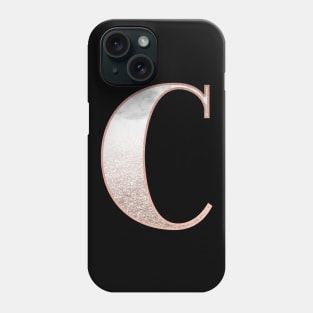 Monogram rose gold glitter marble C Phone Case