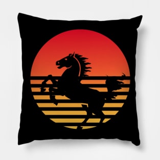 RETRO SUNSET HORSE Pillow