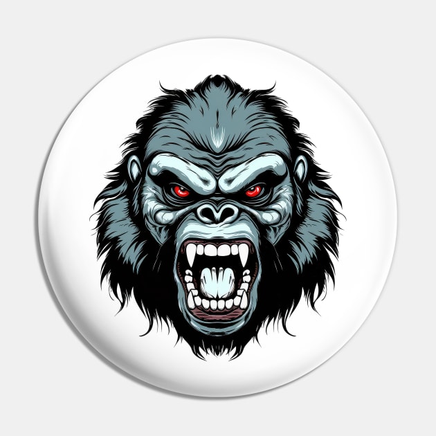Angry gorilla Pin by RosaliArt