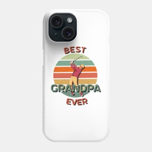 Best Grandpa Ever Golfing Grandad Retro Sunset Phone Case