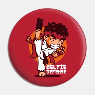 Selfie Defense Funny Cute Millennial Kawaii Gift For Martial Artists Pin