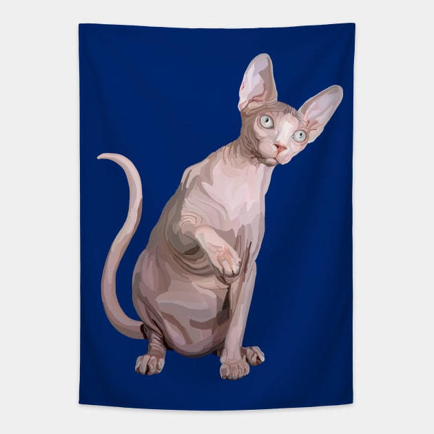 Elegant Sleek and Curious Sphynx Cat Tapestry by Art by Deborah Camp