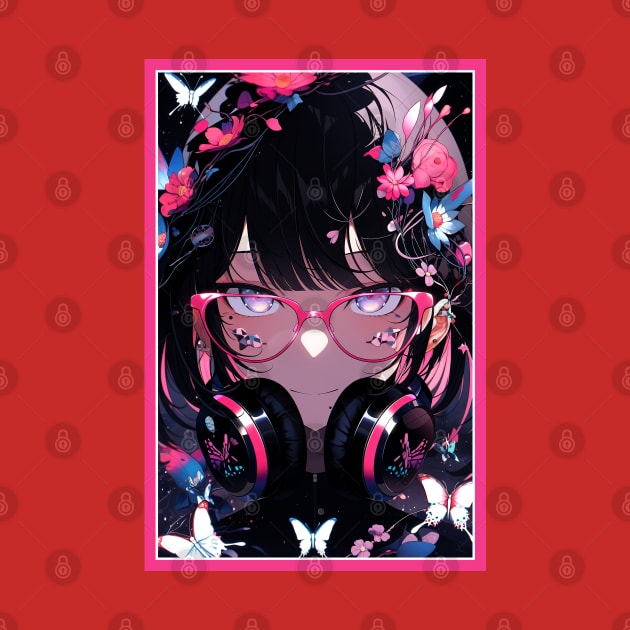 Aesthetic Anime Girl Pink Rosa Black | Quality Aesthetic Anime Design | Chibi Manga Anime Art by AlNoah