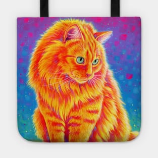 Rainbow Orange Longhaired Tabby Cat Tote