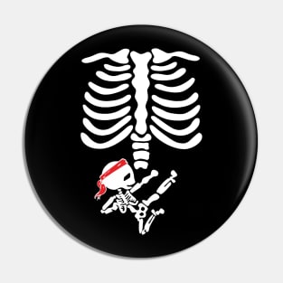 Skeleton Chest Karate Baby Halloween Pregnancy Pin