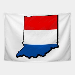 Red, White, and Blue Indiana Outline Tapestry