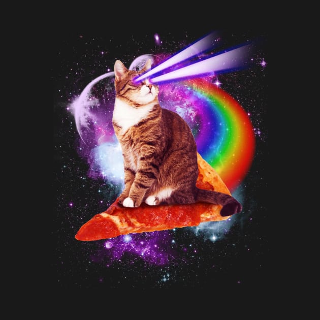 Cat in Space Riding Pizza by ultraelectrogalacticshop