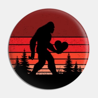 Bigfoot Sasquatch With a Big Heart Funny Vintage Valentine Pin