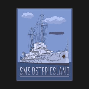 German Battleship SMS Ostfriesland Vintage Ship Airship Zeppelin Poster Diagram Gift T-Shirt