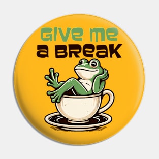 Frog lying on a coffee cup Pin