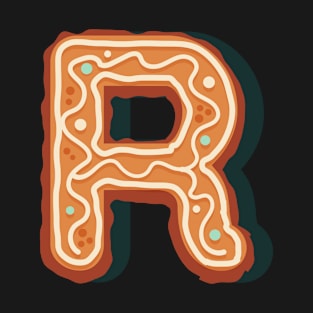 Letter R Initial Christmas Gingerbread Monogram T-Shirt