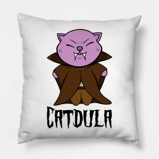 Catdula, cute Halloween Dracula cat - Pink version. Pillow