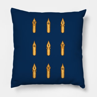 Nine Dip Pen Nibs (Navy and Yellow Ochre) Pillow