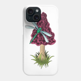 Morel Mushroom With Dragon Fly Phone Case