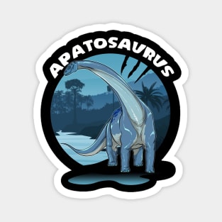 Apatosaurus Dinosaur Design With Background Magnet