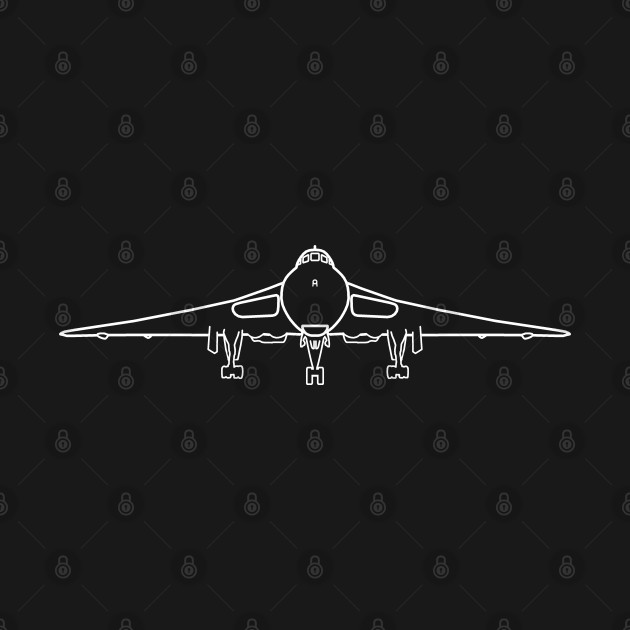 Avro Vulcan classic aircraft wheels down front and back outline graphic (white) by soitwouldseem