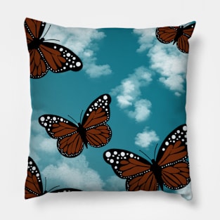 Butterflies in blue sky Pillow