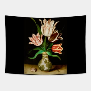 Four Tulips in a Vase Still Life Painting by Ambrosius Bosschaert the Elder Tapestry
