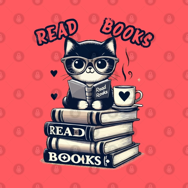 Funny cat Read Books book lovers cat lovers by WOLVES STORE