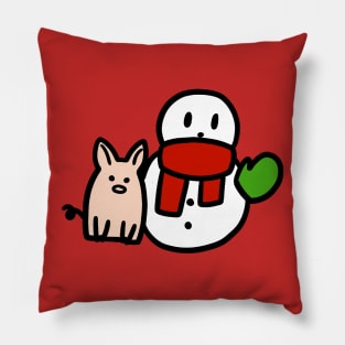 Pig and Snowman Pillow