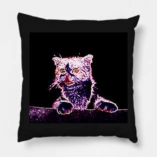 Curious Cat Neon Styled Pillow