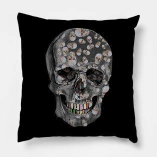 Happy Skull Pattern (black) Pillow