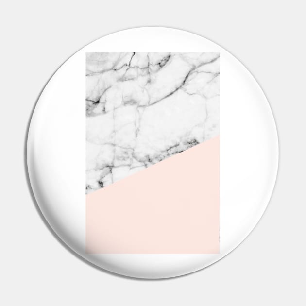 Real White Marble Half Salmon Pink Pin by fivemmPaper