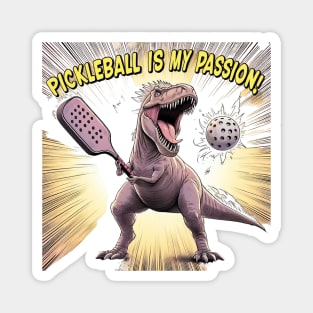 Dinosaur T-Rex Playing Pickleball Magnet