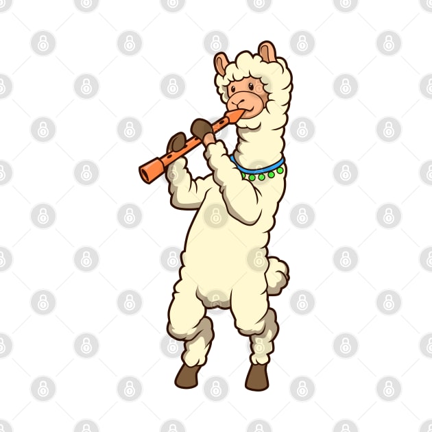 Cartoon Lama - Flute Player by Modern Medieval Design