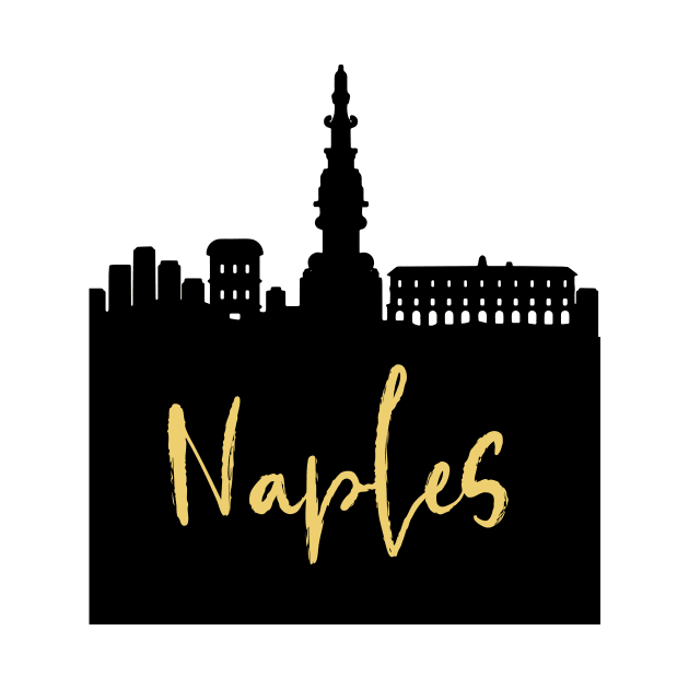 NAPLES ITALY DESIGNER SILHOUETTE SKYLINE ART by deificusArt