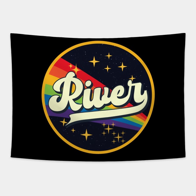 River // Rainbow In Space Vintage Style Tapestry by LMW Art