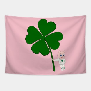 Happy Pig and Lucky Clover Tapestry