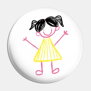 cute little girl doodle art illustration Pin