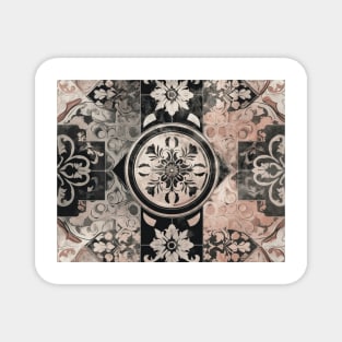 Ancient pattern (black and pink) Magnet