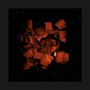 Orange Cube Explosion Space Art T-Shirt