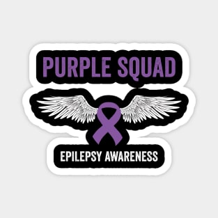 purple squad epilepsy awareness month - flying purple ribbon epilepsy support Magnet