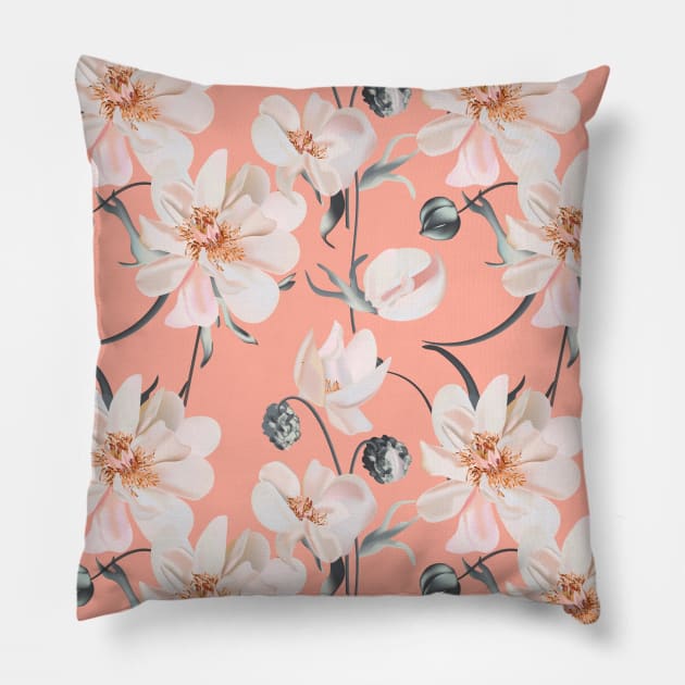 Peony 3d pattern peach Pillow by Milatoo