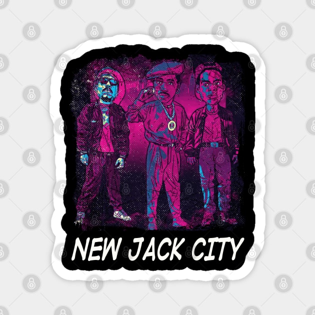 Funny Art New City Magnet by Black Demon Bear