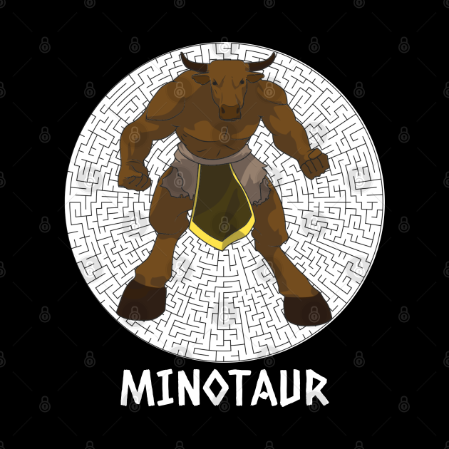 Minotaur in front of maze for people who love Greek mythology