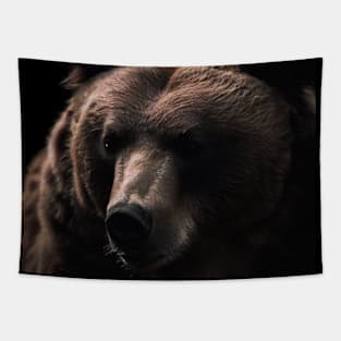 A brown bear in nature that looks cute and cuddly looks warm. ส่ง Tapestry