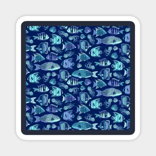 Navy Blue Funky Fishes Magnet