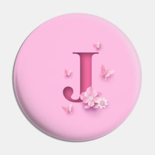 J Letter Personalized, Pink Minimal Cute Design, Birthday Gift, Christmas Gift Pin