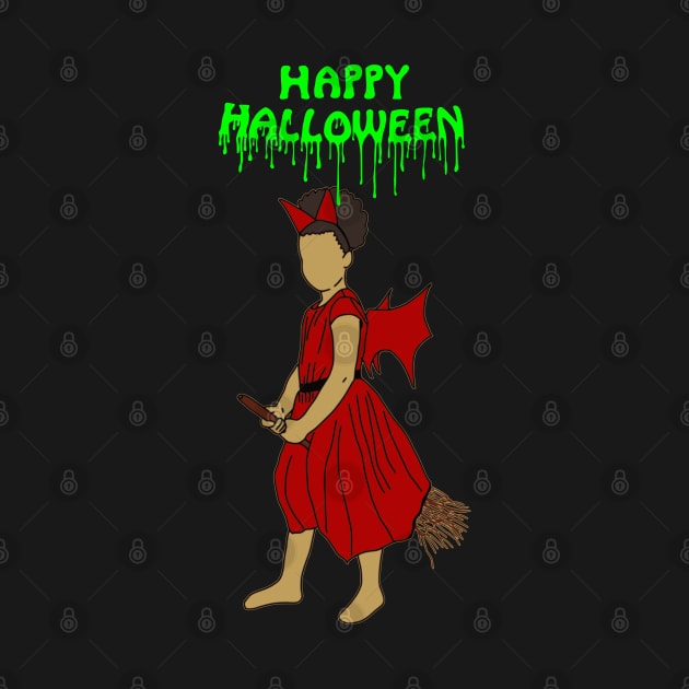 Happy halloween witch on broom green by DigillusionStudio