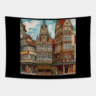 Erfurt city drawing Tapestry